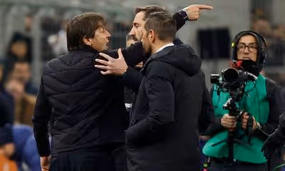 Raging Antonio Conte yells in fourth official's face after seeing red as Scott McTominay scores twice in top-of-the-table thriller in Italy